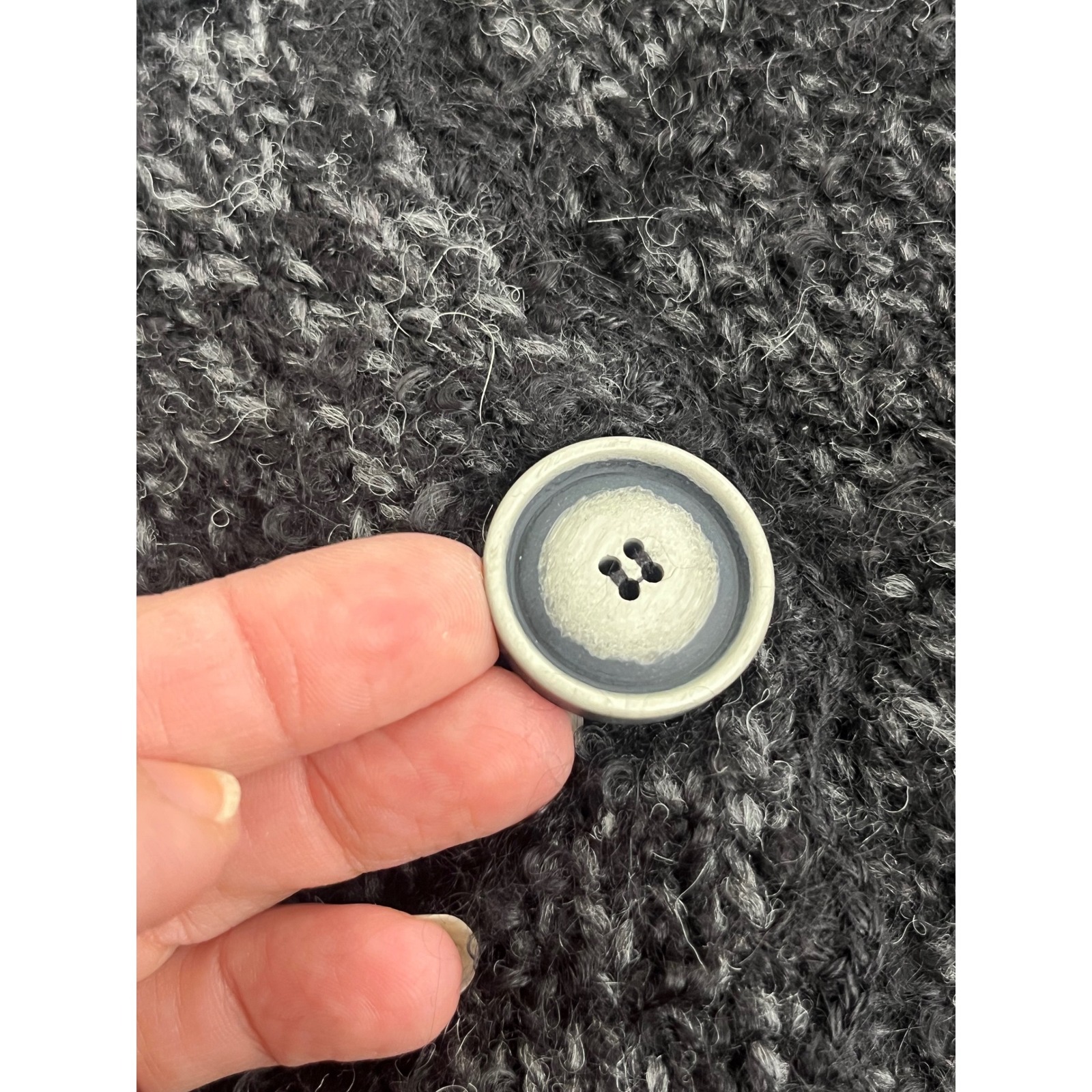 Kuna Baby Alpaca Wool Fringe Sleeve Cardigan M Nwt Y2k Marled Button Black Grey — image 5 of 8